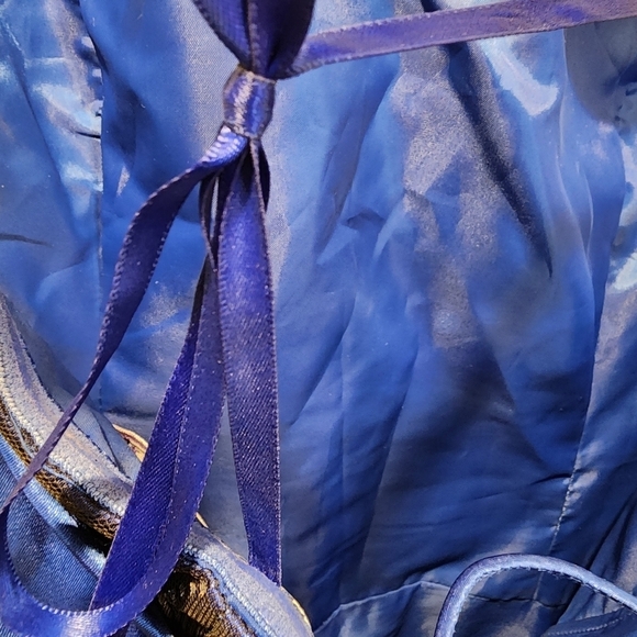 Hailey Logan Adrianna Papell navy blue sparkle long evening dress strapless 9/10 - Picture 9 of 16